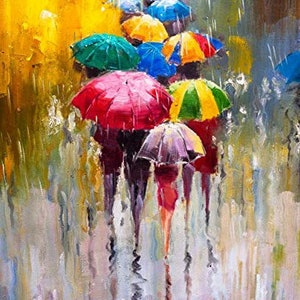 ROLLED Paint By Numbers - Umbrellas - 40x50cm DIY painting kit - Same day dispatch