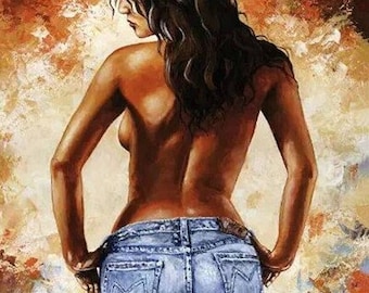 ROLLED Paint By Numbers - Blue Jeans - 40x50cm DIY painting kit - Same day dispatch