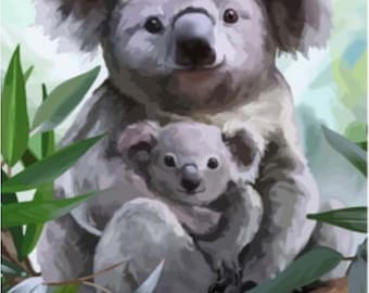 ROLLED Paint By Numbers - Koalas - 40x50 DIY painting kit - Same day dispatchcm
