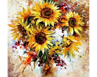 ROLLED Paint By Numbers - SUNFLOWERS - 40x50cm DIY painting kit - Same day dispatch
