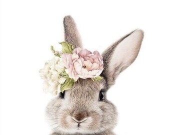 Bunny Paint By Numbers Kit – Floral Crown Rabbit (40x50cm)