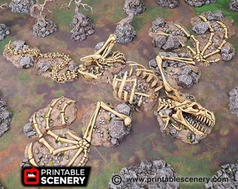 Dragon's Graveyard 15mm 28mm for D&D Terrain, Ancient Wyvern Skeleton, Dragon Skeletal Remains, DnD Ravenloft Shadowfell