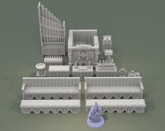 Miniature Church Furniture Set for D&D, TTRPG 15mm-32mm