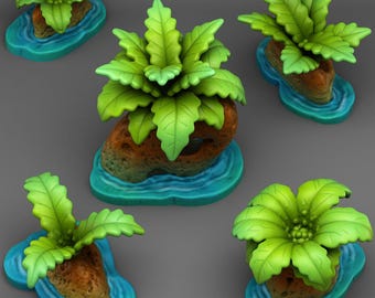 3D Printed Tropical Coastal Plants for D&D, TTRPG, Dioramas 15mm-42mm