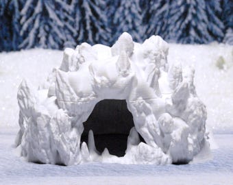 Snowy Ice Cave for D&D Icewind Dale Terrain, TTRPG, Pathfinder 15mm-42mm