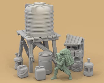 Water Reservoir, Cannisters, Jugs for Wargames, Fallout 15mm-56mm