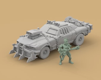 Road Warrior Car Miniature for Gaslands, Post-Apocalyptic Race Car 20mm-56mm