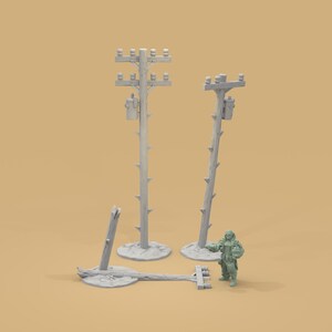 Miniature Power Poles for Post-Apocalyptic Wargame Terrain 15mm-32mm