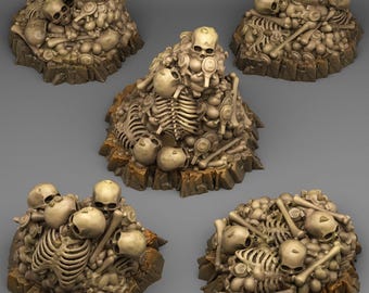 3D Printed Miniature Bone Piles for D&D, TTRPG, Fantasy Dioramas 15mm-56mm