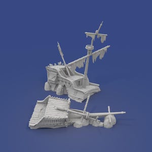 Pirate Shipwreck for D&D, Pathfinder, TTRPG, Wargames 15mm-32mm