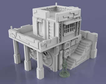 Cyberpunk Sci-Fi Workshop Garage for Wargames 15mm-32mm