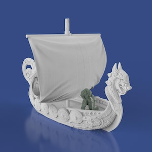 Miniature Viking Longship for D&D, Pathfinder, TTRPG 25mm-42mm