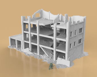 Post Apocalyptic City Office Ruins for Wargames Terrain 15mm-32mm
