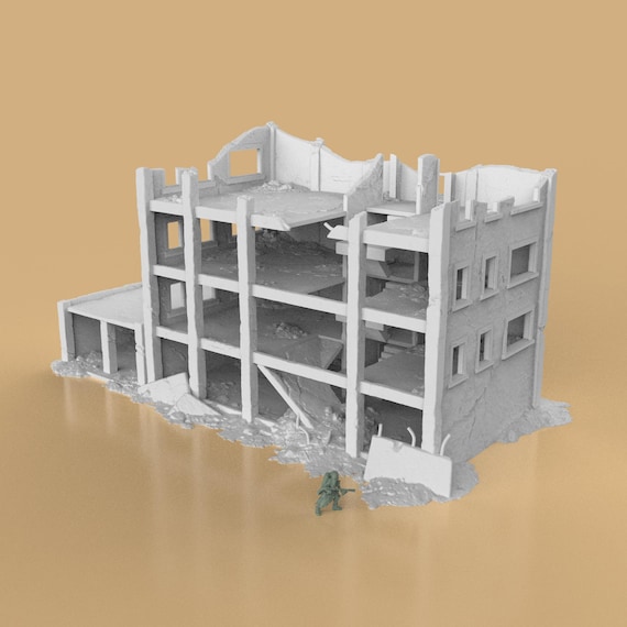 Post Apocalyptic City Office Ruins for Wargames Terrain 15mm-32mm