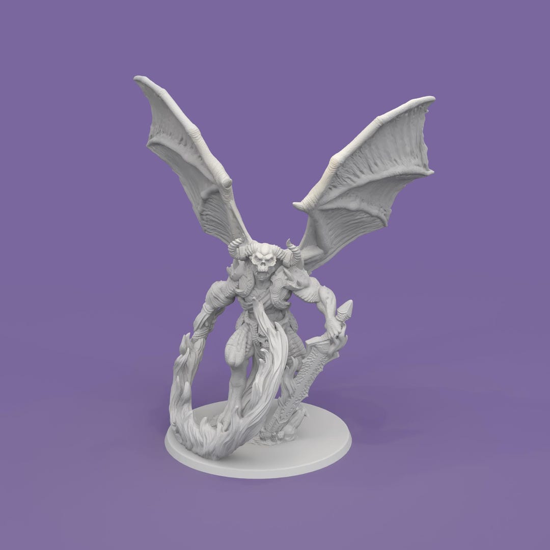 Balor Miniature With Flaming Whip and Longsword for D&D, Pathfinder ...