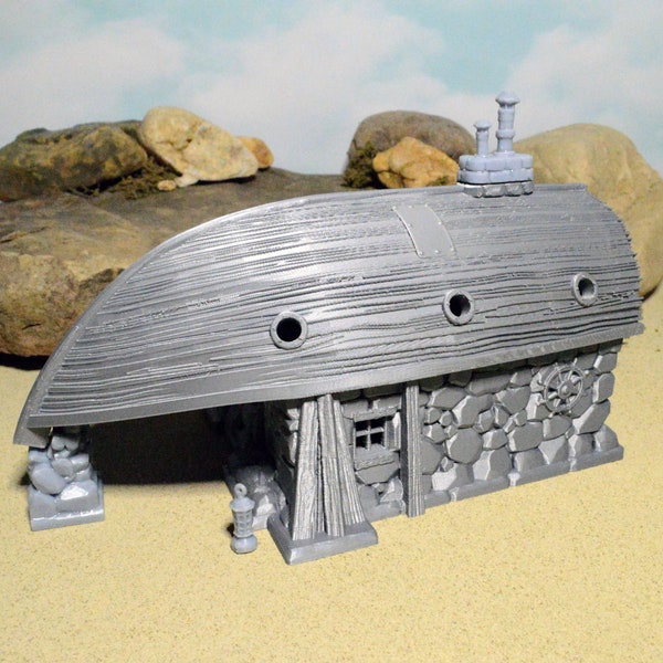 Boat House 15mm 28mm for D&D Terrain, DnD Pathfinder Pirate Coastal Boathouse, Gift for Tabletop Gamers