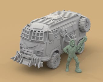 Retro Camper Miniature: Post-Apocalyptic RV for Gaslands 20mm-56mm