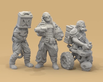 Highway Trader, Mobile Merchant, and Wandering Lunatic for Fallout Wargames 28mm 32mm