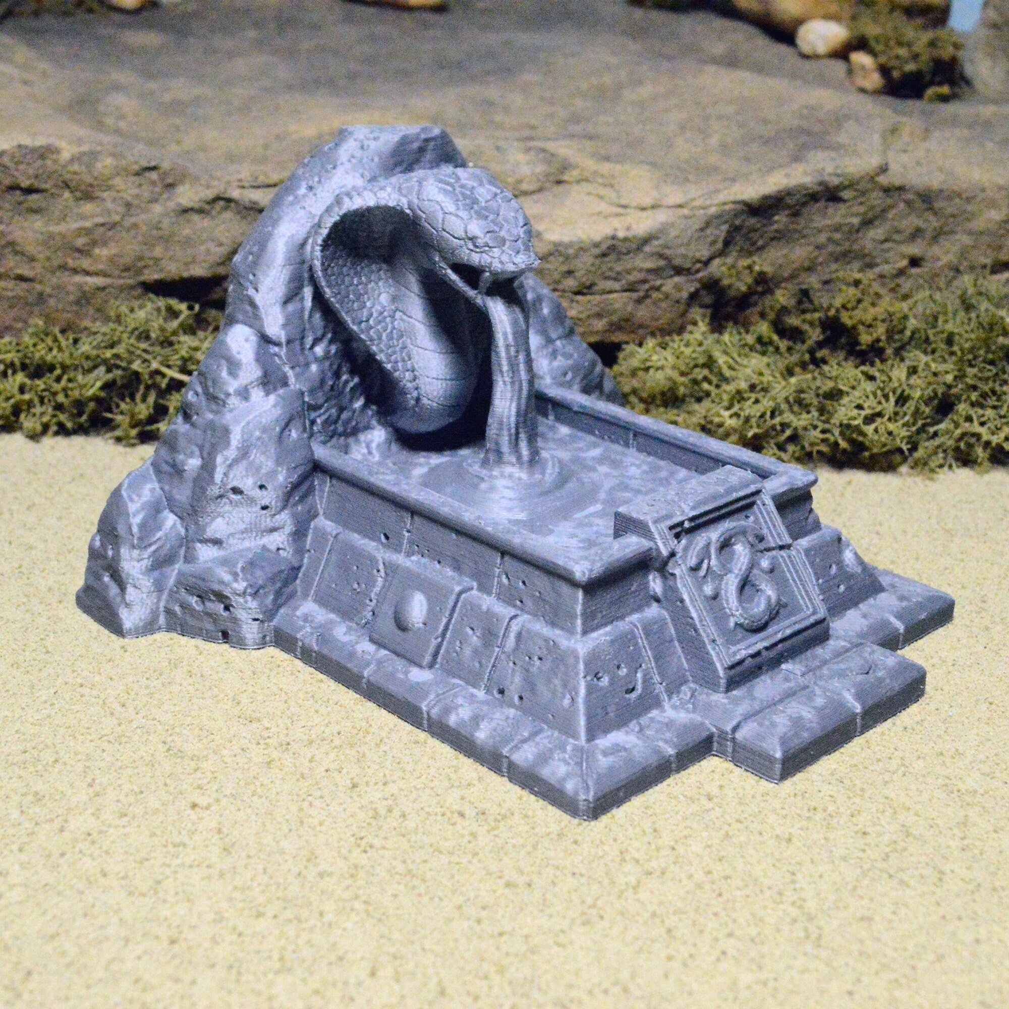 Snake Water Fountain 15mm 28mm 32mm for D&D Terrain, DnD Pathfinder