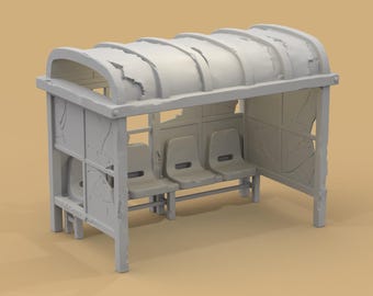 Apocalyptic Bus Stop with Seats for Fallout Wargaming Scenery 15mm-56mm