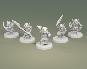 Goblin Tribe Miniatures for D&D, Archer Shaman Spearman Warrior 15mm-32mm