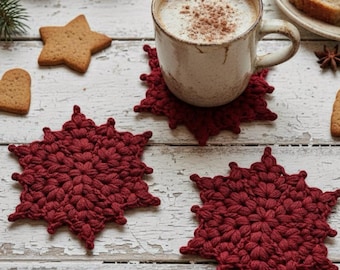 Snowflake Star Crochet Pattern: Christmas Ornament, Coaster (PDF Download