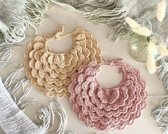 Crochet Pattern Cutie bib, English and Swedish