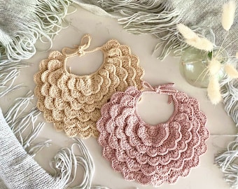 Crochet Baby Bib Pattern PDF: Scalloped Shell Stitch (US Terms)