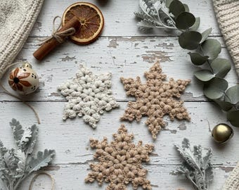 BUNDLE - 3 Snowflake Star Crochet Patterns: Christmas Ornament, Coaster (PDF Download - US Terms