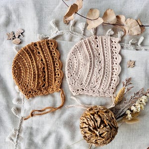 Crochet pattern Lovely Bonnet, English US Terms