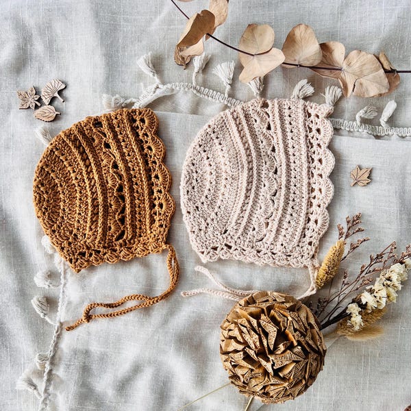 Crochet Baby Bonnet Pattern: Romantic Heirloom Style (PDF Download, US Terms)