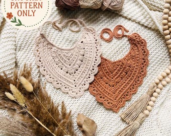 Crochet Baby Bib Pattern, Pointed Lace Edging (PDF Pattern)