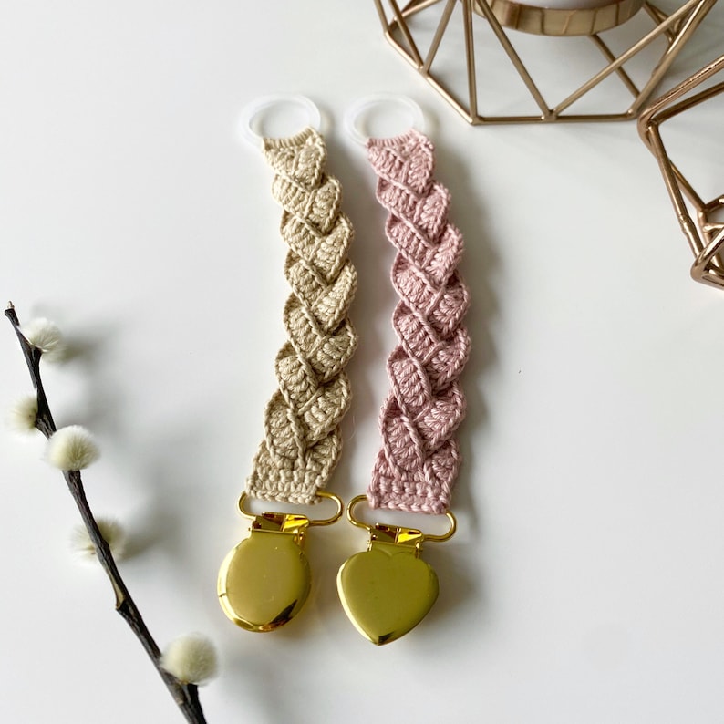 Crochet Pattern Pacifier Holder Braided Pacifier Holder Etsy