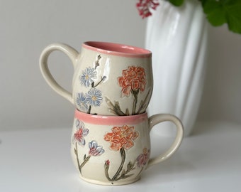 Spring Wildflower Mug | 16 oz | Handmade Pottery Mug | Mother’s Day Gift | Birthday Gift | Gifts For Her