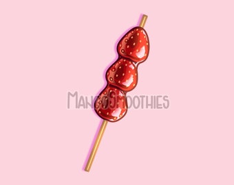Candied Strawberries Sticker | Candy Strawberry Sticker, Dessert Vinyl Matte Food Sticker, Tiny Waterproof Water Bottle Laptop Sticker