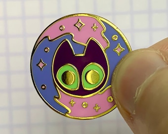 Void Cat Gold Hard Enamel Pin | Cute Ita Bag Pin, Magic Black Cat Pin, Ita Bag Backpack Hat Jacket, Kawaii Pastel Aesthetic Pin