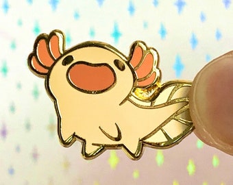 Axolotl Gold Hard Enamel Pin | Ita Bag Backpack Hat Jacket Hard Enamel Gold Pins, Cute Small Pink Axolotl Brooch, Axolotl Mouth Meme Pin
