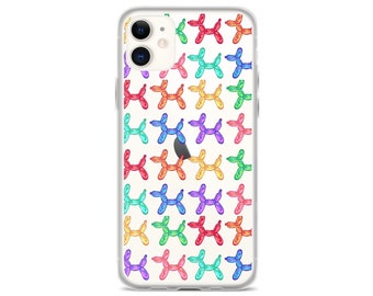 Balloon Dog Pattern Clear iPhone Case | Cute Phone Case, Transparent iPhone Case for iPhone 7 8 X XS XR 11 SE 12 13 14 15 Pro Max Mini