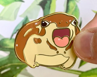 Yawning Rain Frog Gold Hard Enamel Pin | Cute Funny Frog Brooch, Rain Frog Meme Pin, Ita Bag Backpack Hat Jacket Hard Enamel Gold Pins