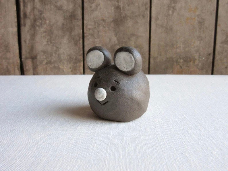 Koala Bear Ceramic Figurine Brown Gray Stoneware Ceramic Miniature Koala, Funny Koala Figurine, Koala Lovers Gift, Australian Animals image 3