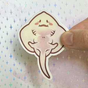 Baby Stingray Sticker | Matte Vinyl Sticker, Waterproof Weatherproof Decal, Cute Baby Animal Sticker, Kawaii Funny Stingray Fish