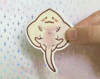 Sticker bébé galuchat | Sticker vinyle mat, sticker résistant aux intempéries, sticker bébé animal mignon, raie pastenague rigolote kawaii