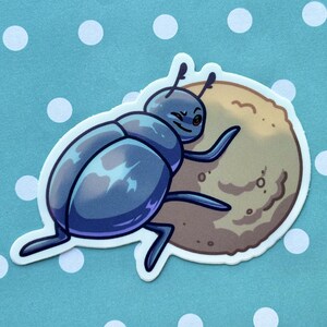 Dung Beetle Sticker | Cute Bug Animal Sticker, Funny Large Vinyl Matte Beetle Sticker, Large Waterproof Water Bottle Laptop Sticker