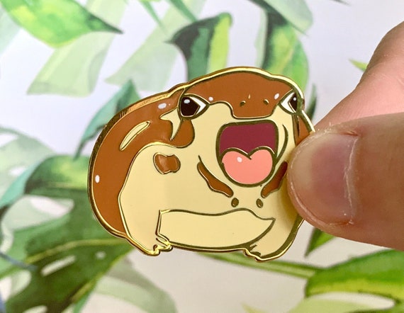 Yawning Rain Frog Gold Hard Enamel Pin | Cute Funny Frog Brooch, Rain Frog Meme Pin, Ita Bag Backpack Hat Jacket Hard Enamel Gold Pins