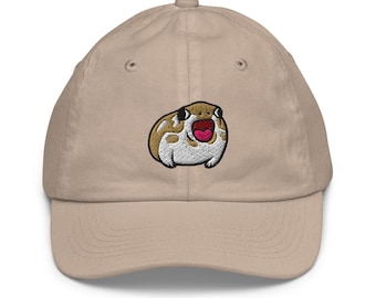 Yawning Rain Frog Embroidered Youth Baseball Cap | Kid's Cute Rain Frog Hat, Frog Lover Cap Embroidery, Cottagecore Aesthetic Accessory