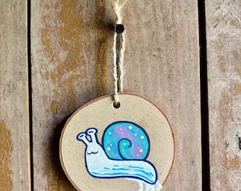 Celestial Snail Wood Slice Ornament Painting