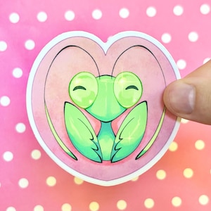 Mantis Love Sticker | Vinyl Praying Mantis Bug Sticker, Waterproof Large Sticker, Cute Animal Insect Sticker, Kawaii Laptop Water Bottle