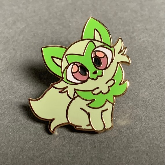 Sprigatito Hard Enamel Pin. Pokemon Fan Art Character, Ita Bag