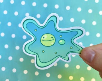Happy Amoeba Sticker | Cute Funny Amoeba Sticker, Biology Biologist Vinyl Matte Sticker, Large Waterproof Water Bottle Laptop Sticker