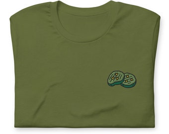 Pickle Slices Embroidered Unisex T-Shirt | Cute Funny Embroidered Shirt, Pickle Lover Tee Shirt, Pickles Embroidery Gift Shirt